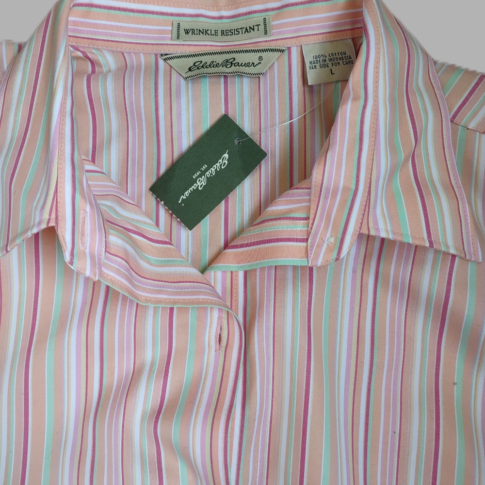 Vintage Eddie Bauer Wrinkle Resistant 100% cotton Sleeveless button-up shirt. - Picture 3 of 9